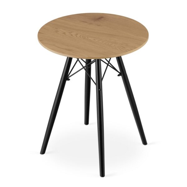 Masa stil scandinav, Artool, rotund, MDF si lemn, natur, 60x73 cm - imagine 1