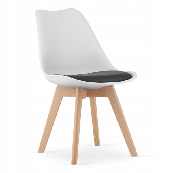 Scaun bucatarie/living, Artool, Mark, PP, lemn, alb, perna neagra, 49x43x82 cm - imagine 1