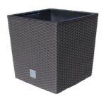 Ghiveci decorativ de flori, Prosperplast, Rato, imitatie ratan, patrat, maro, 40x40x40.8 cm