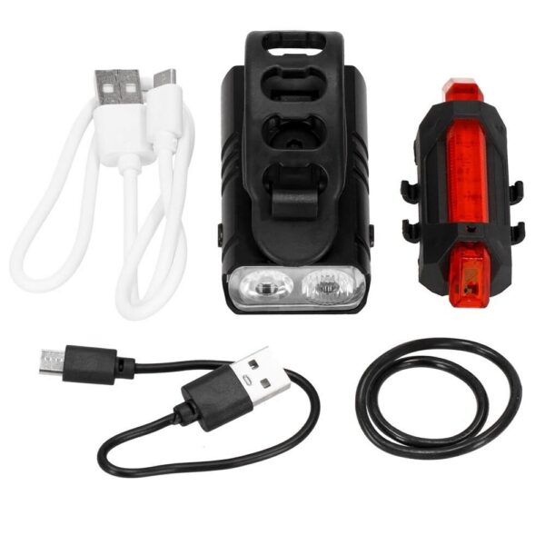 Set stop si far pentru bicicleta, Springos, LED, 6/4 moduri iluminare, aluminiu si plastic, incarcare USB, 6.5x3.5x2.5 cm - imagine 1