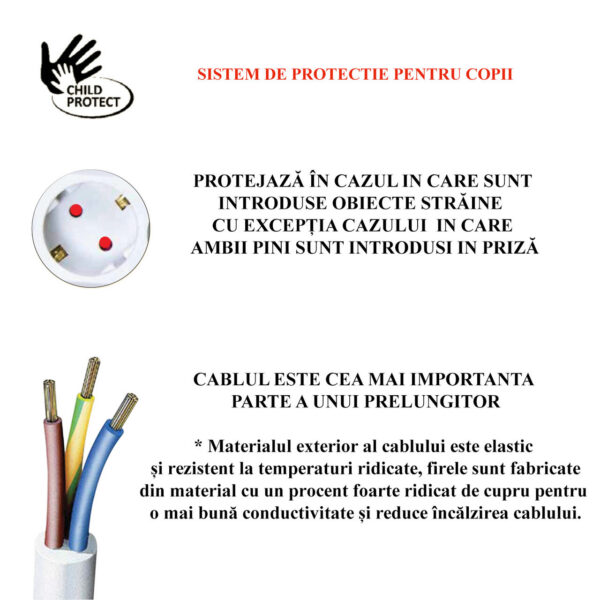 Prelungitor electric 5 m, 3 prize, BEOROL - imagine 4