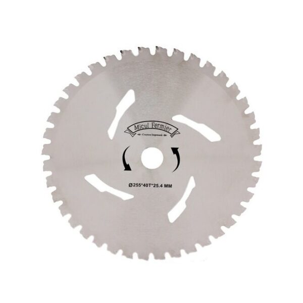 Disc circular vidia pentru motocoasa/trimmer, Micul Fermier, taiere arbusti, 255x25.4 mm, 40 dinti - imagine 1