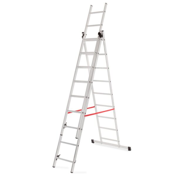 Scara aluminiu, Master, 3 tronsoane, 9 trepte, max 150 kg, 2.58-5.69 m - imagine 1