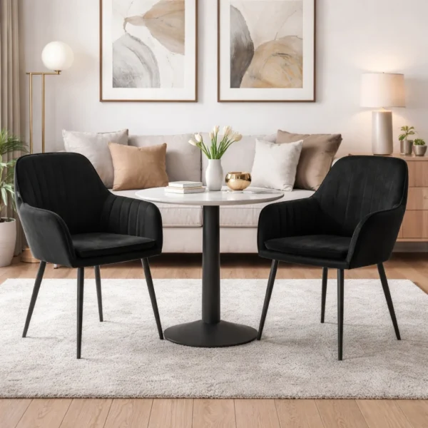 Scaun bucatarie/living, Artool, Lugo, catifea, metal, negru, 57.5x56.5x86.5 cm - imagine 15