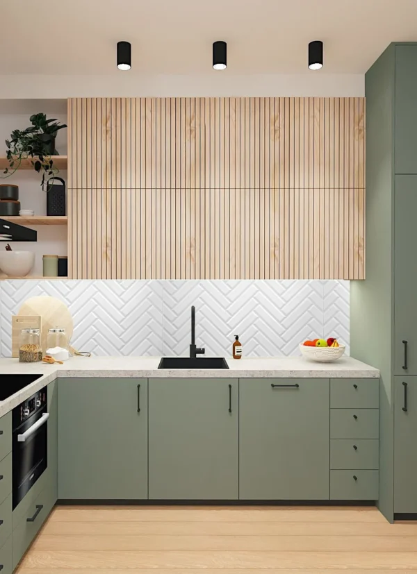 Panou decorativ, PVC, model zig-zag 3D, alb, 96x48.5cm - imagine 6