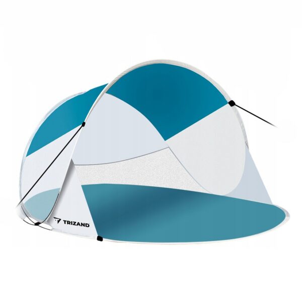 Cort plaja, Trizand, cu protectie UV, husa, albastru si alb, 190x120x90 cm - imagine 1