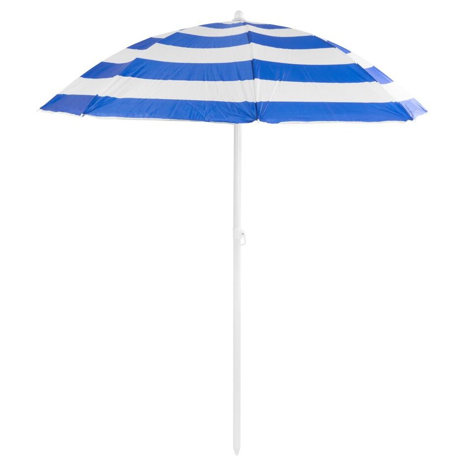12453444_big.jpg Umbrela plaja, Strend Pro, cu inclinatie, model dungi, albastru si alb, 180 cm - imagine 1