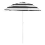 Umbrela plaja, Strend Pro, cu inclinatie, model dungi, negru si alb, 180 cm