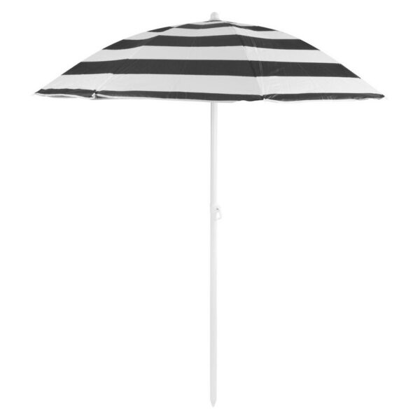 Umbrela plaja, Strend Pro, cu inclinatie, model dungi, negru si alb, 180 cm - imagine 1