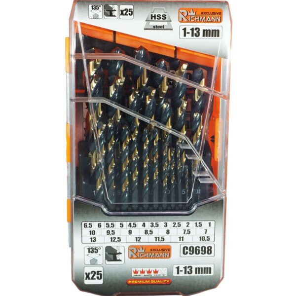 Set 25 burghie pentru metal, HSS, 1-13 mm, Richmann Exclusive - imagine 1