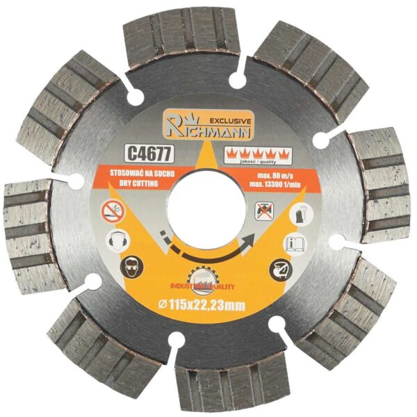 Disc diamantat segmentat, beton, caramida, taiere uscata, 115 mm/22.23 mm, Richmann Exclusive - imagine 1