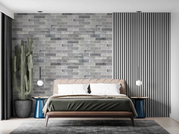 Panou decorativ, PVC, model caramida 3D, nuante gri deschis, 96x48.5cm - imagine 7