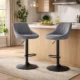 Scaun de bucatarie/bar, Artool, Kast, rotativ, catifea, gri si negru, 45.5x49x85-105 cm - imagine 8