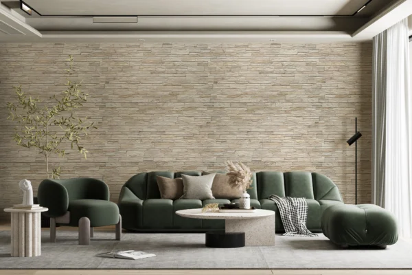 Panou decorativ, PVC, model piatra 3D, nuante crem, 96x48.5 cm - imagine 8