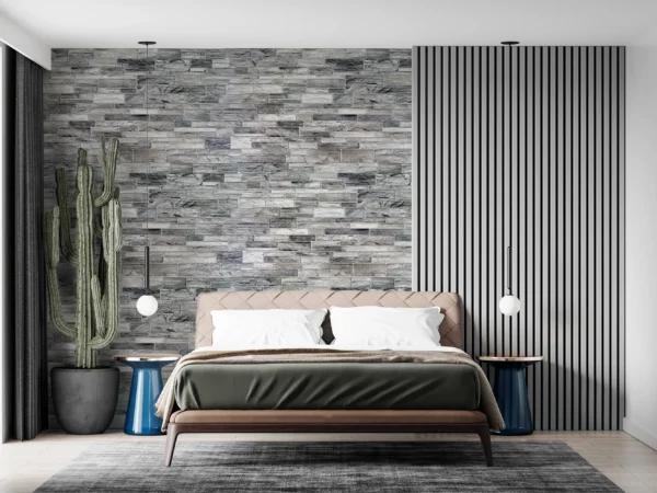 Panou decorativ, PVC, model piatra 3D, nuante gri inchis, 96x48.5 cm - imagine 6