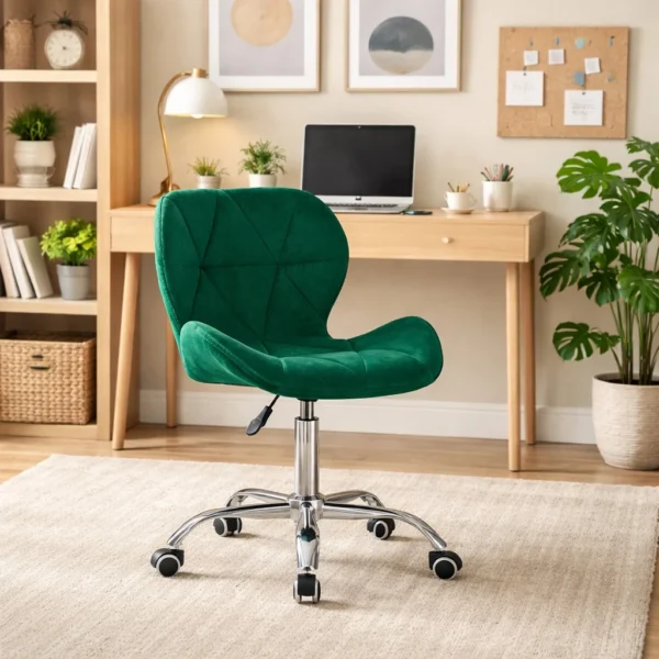 Scaun de birou, Artool, Avola, rotativ, catifea, verde, 53.5x55x72.5-86.5 cm - imagine 7