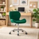 Scaun de birou, Artool, Avola, rotativ, catifea, verde, 53.5x55x72.5-86.5 cm - imagine 7