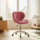 Scaun de birou, Artool, Avola, rotativ, catifea, roz inchis, 53.5x55x72.5-86.5 cm - imagine 7