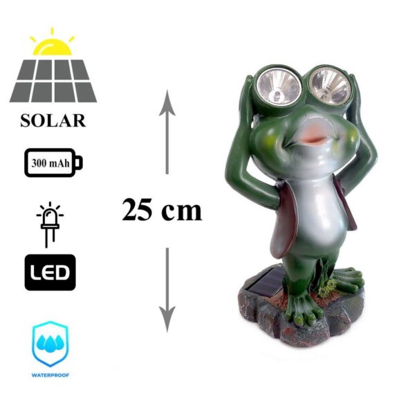 Decoratiune gradina, polirasina, lampa solara, broasca, 14x12x25 cm - imagine 3