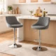 Scaun de bucatarie/bar, Artool, Kast, rotativ, catifea, gri si argintiu, 45.5x49x85-105 cm - imagine 7