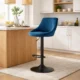 Scaun de bucatarie/bar, Artool, Kast, rotativ, catifea, bleumarin si negru, 45.5x49x85-105 cm - imagine 7