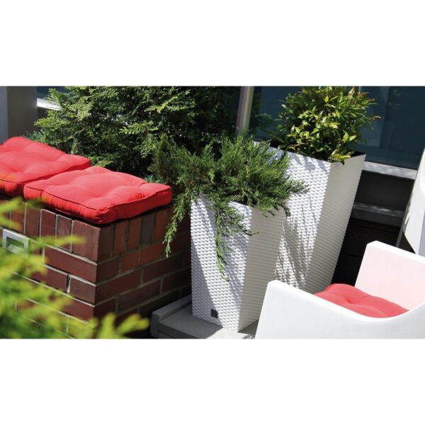 Ghiveci decorativ de flori, Prosperplast, Rato, imitatie ratan, patrat, alb, 22.5x22.5x42.1 cm - imagine 5