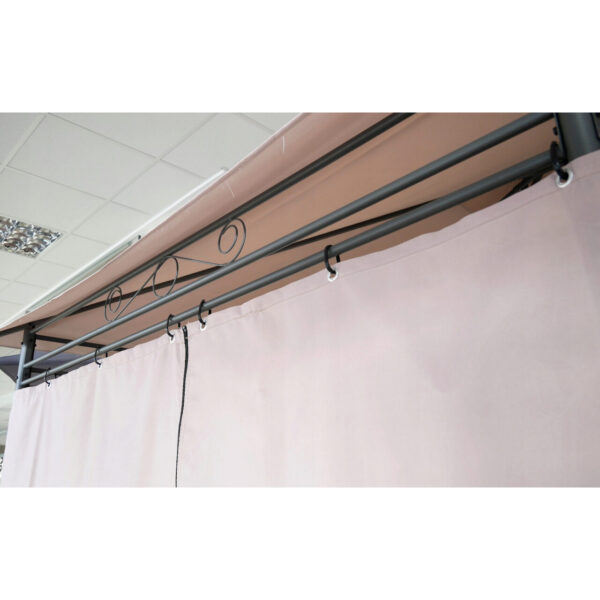 Pavilion/foisor pentru gradina/terasa, cadru metalic, cu perdele, crem, 4x2.8x2.7 m - imagine 3
