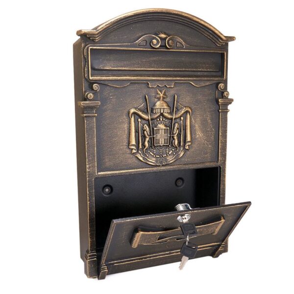 Cutie postala, aluminiu, bronz antic, 25.5x9x41 cm - imagine 2