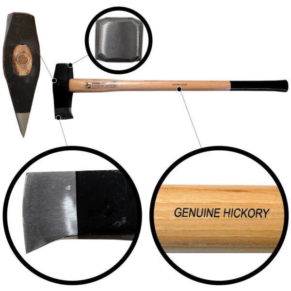 Topor pentru despicat, baros, coada lemn, 3 kg, 7x90 cm, Hickory, Strend Pro - imagine 2
