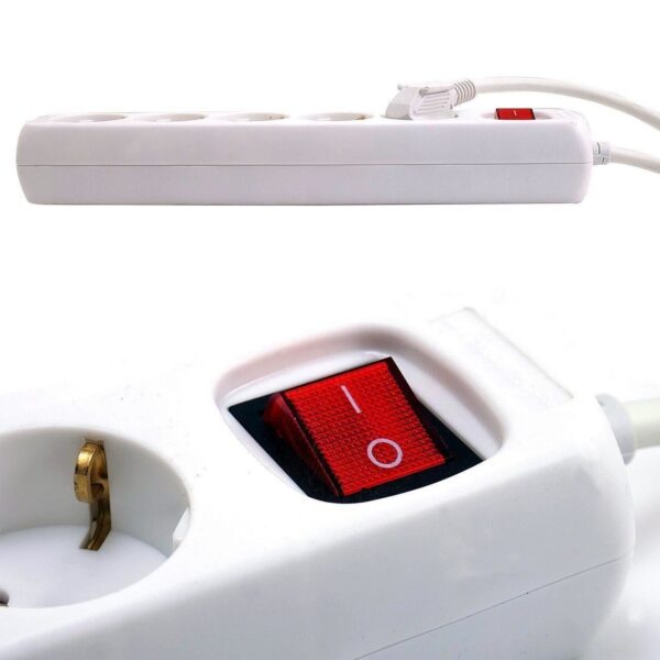 Prelungitor electric cu intrerupator, impamantare si protectie copii, 5 prize, cablu 5m - imagine 2
