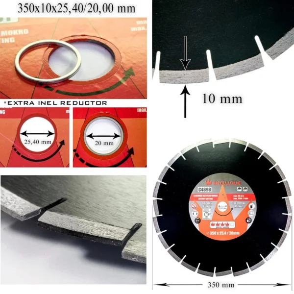 Disc diamantat, asfalt, taiere umeda si uscata, 350 mm/25.4 mm, Richmann Exclusive - imagine 5