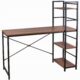 Birou calculator, Jumi, pal melaminat, otel, 3 rafturi, natur si negru, 120x52x120 cm