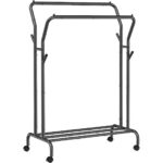 Suport mobil cu roti pentru haine, Artool, cu raft incaltaminte, otel, negru, max 100 kg, 103.5x52.5x155 cm