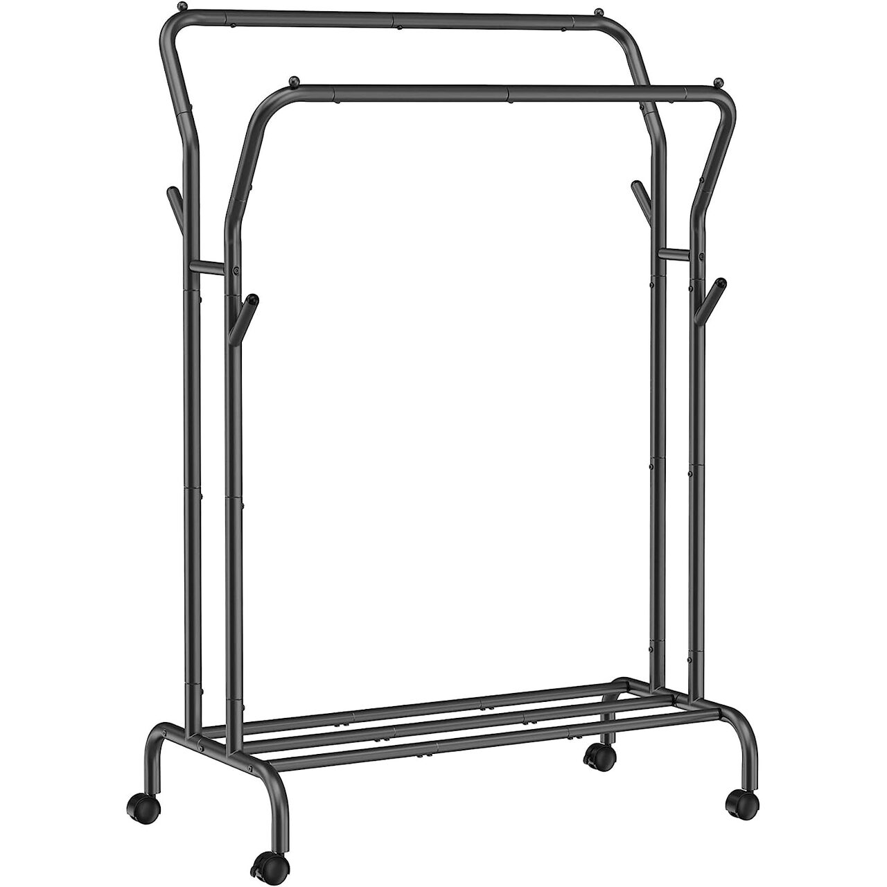 143198354_big.jpg Suport mobil cu roti pentru haine, Artool, cu raft incaltaminte, otel, negru, max 100 kg, 103.5x52.5x155 cm - imagine 1