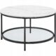 Masa de cafea, Artool, cu raft depozitare din sticla, rotunda, pal, otel, alb si negru, 80x45.5 cm