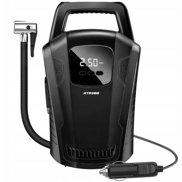 Compresor aer auto, Xtrobb, 12 V, 150 PSI, 10 bar, cu manometru, afisaj LCD, 15x7.5x25 cm - imagine 1