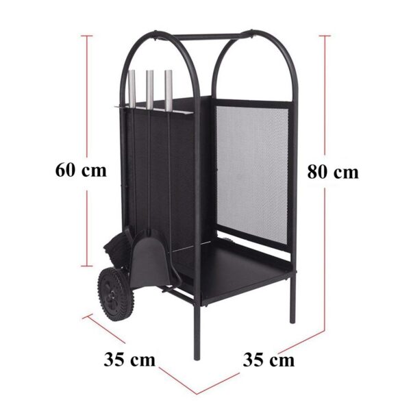 Suport lemne semineu cu accesorii, 60x35x35 cm - imagine 4