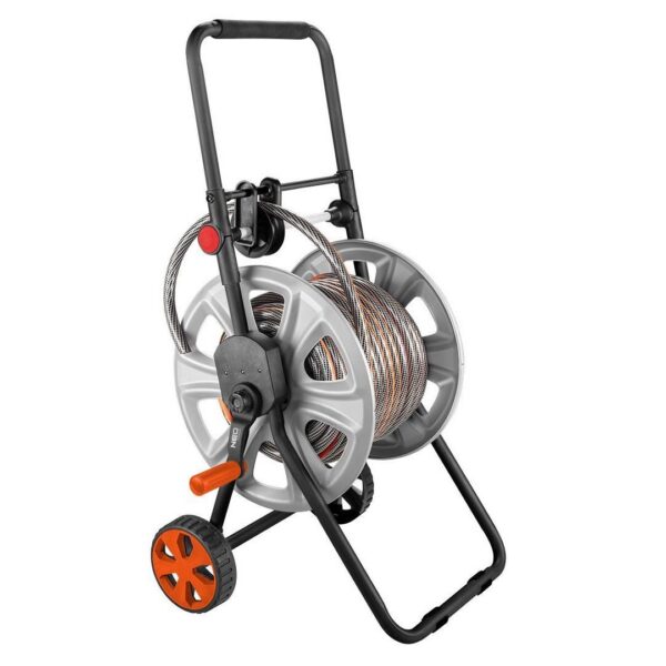 Carucior pentru furtun gradina, cu ghidaj, metalic, 1/2"-60 m, 3/4"-20 m, NEO - imagine 2
