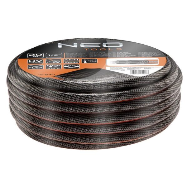 Furtun de gradina, antirasucire, 6 straturi, cuple, adaptor, duza, 1/2", 20 m, NEO - imagine 4