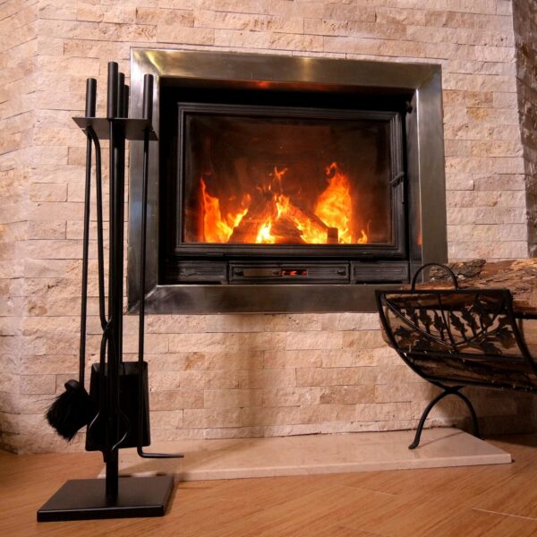 Set accesorii semineu, suport cu 4 piese, 81 cm - imagine 3