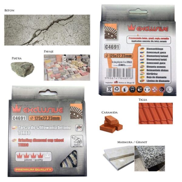 Disc diamantat turbo, beton, taiere uscata, 125 mm/22.23 mm, Richmann Exclusive - imagine 2