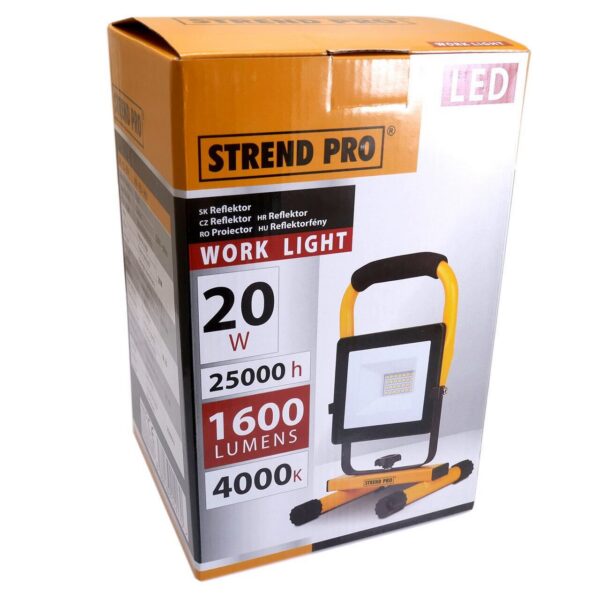 Proiector lucru, LED SMD, cu stativ, 20 W, 1600 lm, IP65, Strend Pro - imagine 2