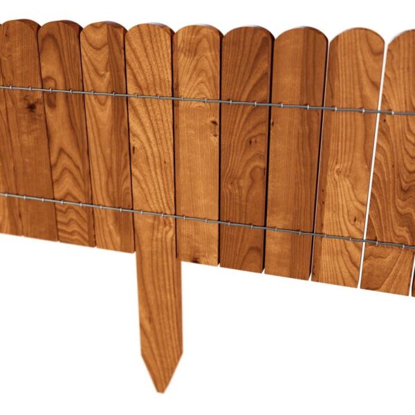 Gard de gradina decorativ din lemn, maro, 200x40 cm - imagine 2