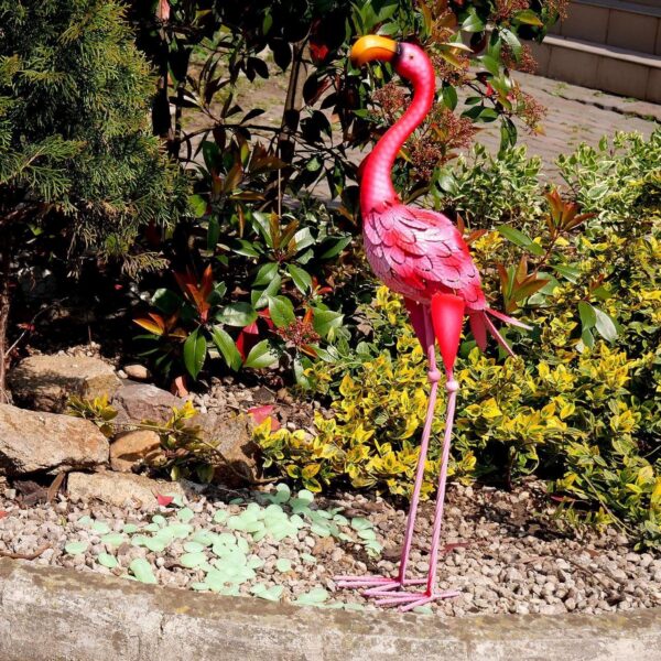 Decoratiune gradina, metalica, flamingo, 14x24x65 cm - imagine 3