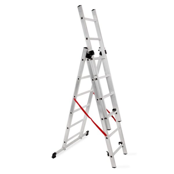 Scara aluminiu, Master, 3 tronsoane, 6 trepte, max 150 kg, 1.69-3.45 m - imagine 2