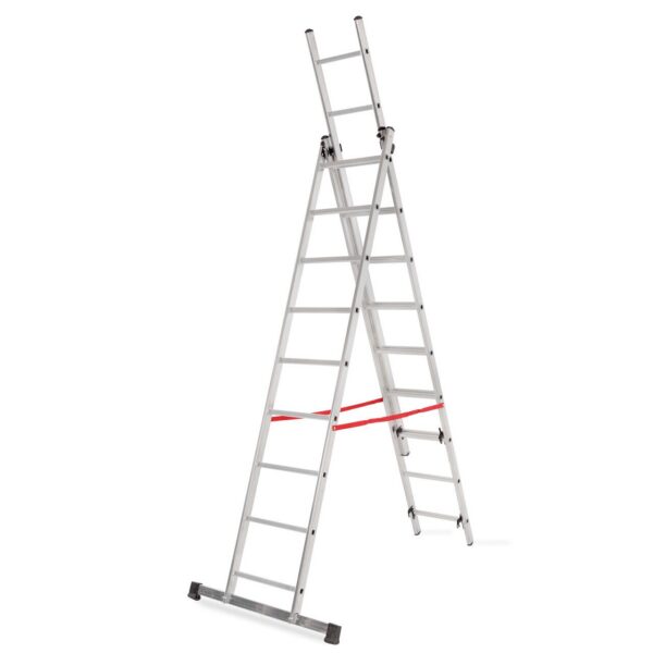 Scara aluminiu, Master, 3 tronsoane, 9 trepte, max 150 kg, 2.58-5.69 m - imagine 2