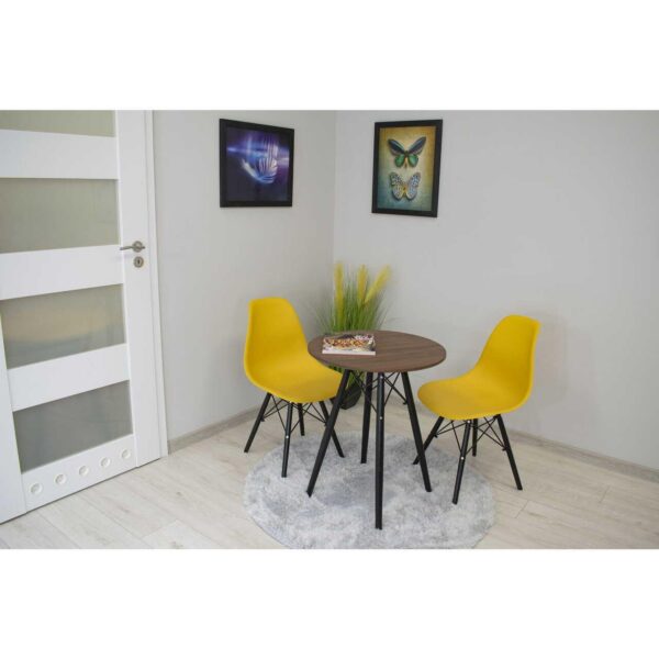Masa stil scandinav, Artool, rotund, MDF si lemn, maro rustic, 60x73 cm - imagine 2