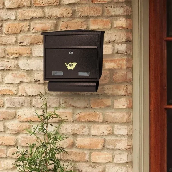 Cutie postala, cu loc pentru ziar, maro, format C4, 39x12x41 cm, Damech - imagine 4