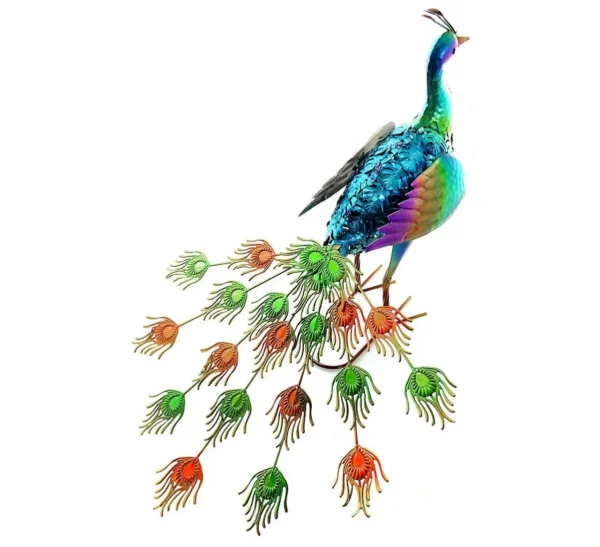 Decoratiune gradina, metalica, paun, 49x35.5x53 cm - imagine 6