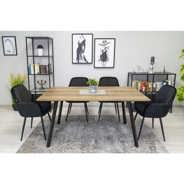 Scaun bucatarie/living, Artool, Lugo, catifea, metal, negru, 57.5x56.5x86.5 cm - imagine 4